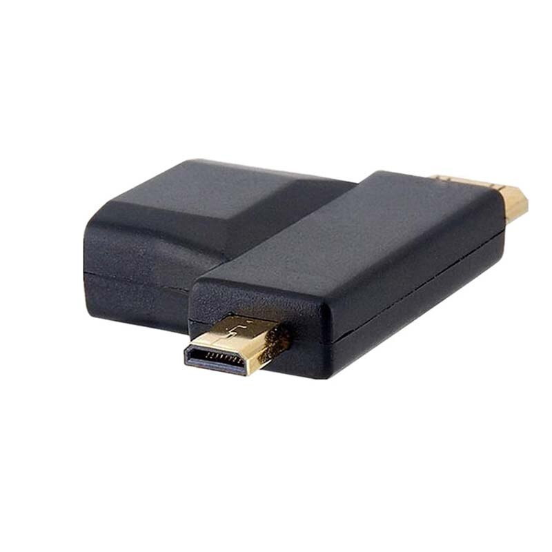Micro/Mini HDMI-compatible male to standard HDMI-compatible female two-in-one adapter connector
