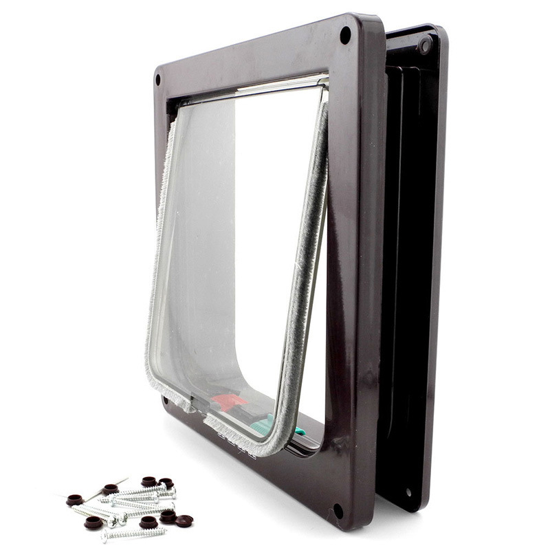 Kattelem dør med 4- vejs lås sikkerhedsklap dør til hund kat killing abs plast lille kæledyr gate dør sæt kat hunde klap dør