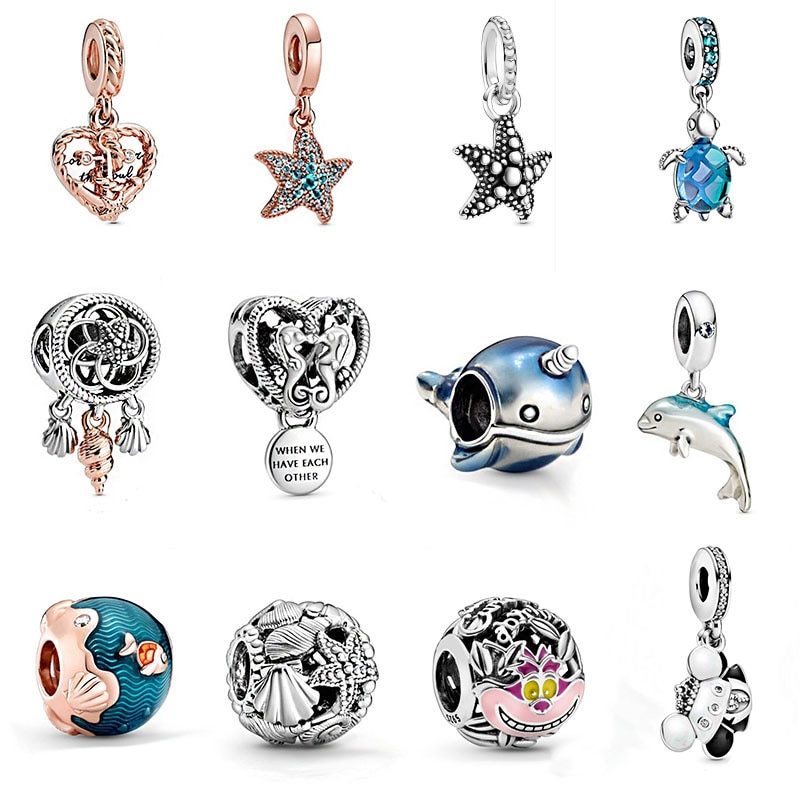 2020 di estate Serie di Vita Marina Scavato Ippocampo, Stella di Mare Borsette, Delfino. Narwhal di Fascino FAI DA TE Originale 1:1 Gioielli Femminili