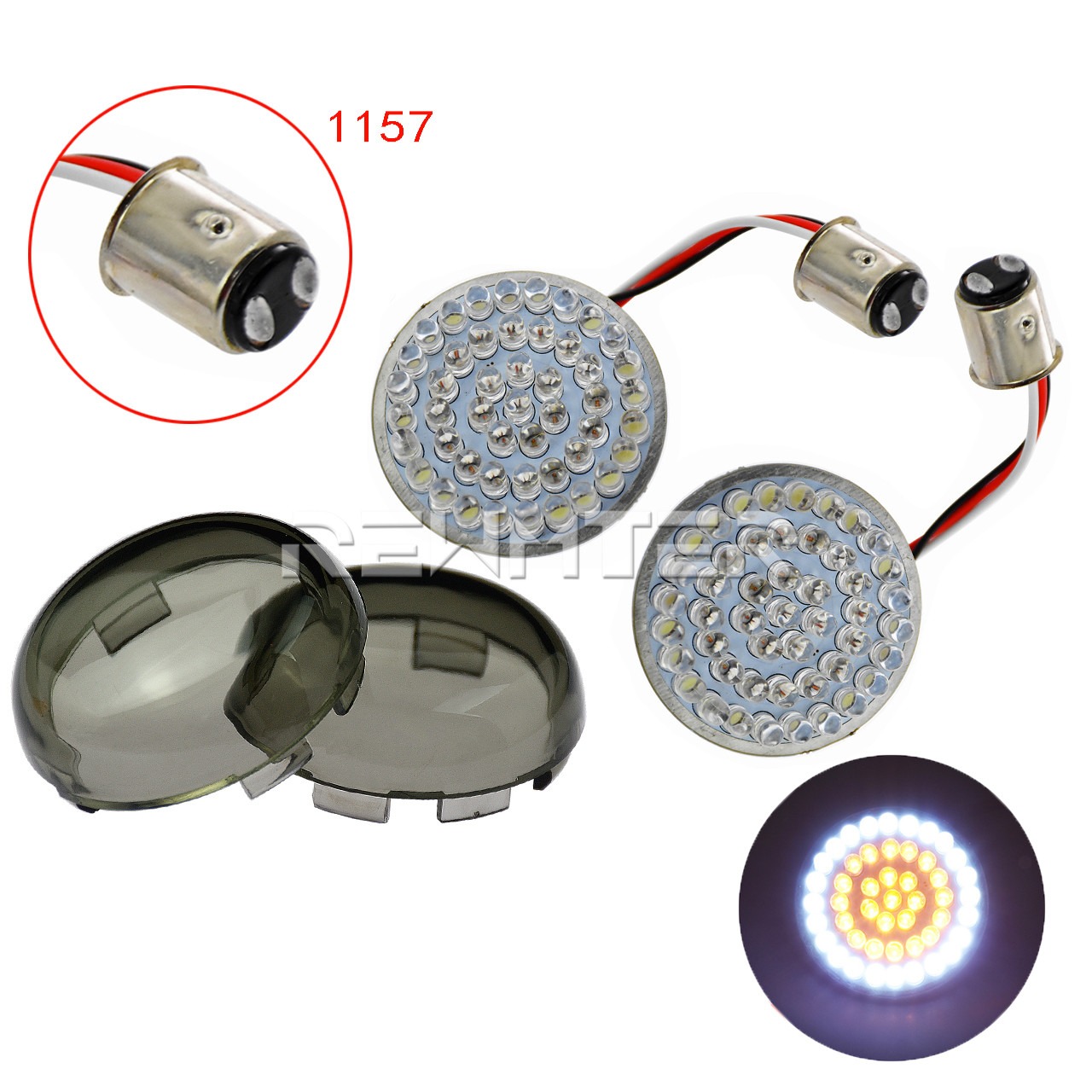 Indicateur de clignotant pour motos, feux insérés pour Harley Touring Sportster Dyna Softail XL 48 72, 1157 LED: A-light and cover