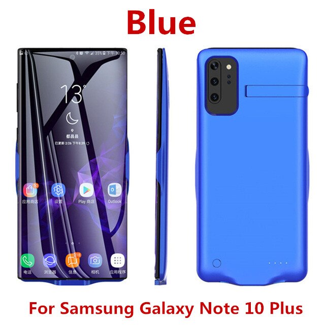 Funda de carga de batería portátil de 6800mAh para Samsung Galaxy Note 10 Plus, funda de batería para Samsung Note 10, funda de cargador: Blue For 10 Plus