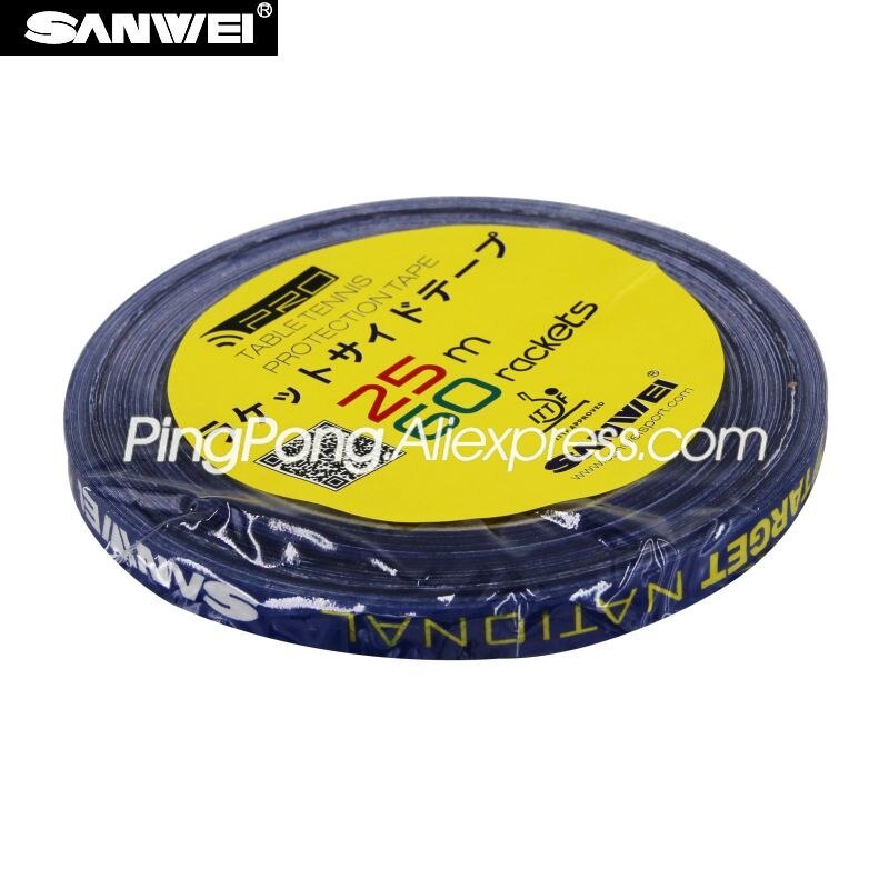 1Cm * 25M Sanwei Tafeltennis Racket Rand Tape Side Protector Originele Doel Nationale Ping Pong Bat Beschermende tape Accessoires: Blue