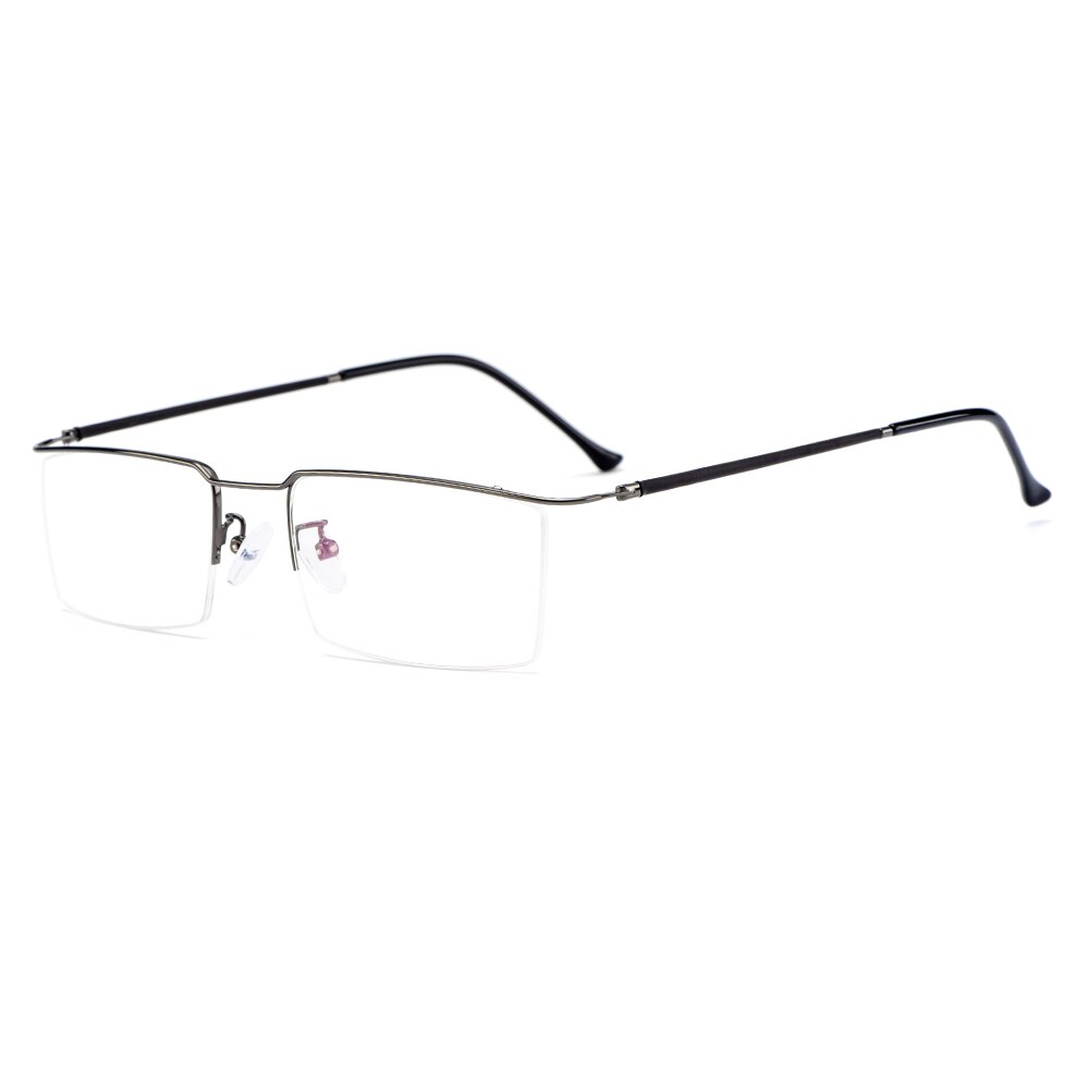 Gmei Optical Ultralight Titanium Alloy Glasses Frame Square Eyewear Flexible Temple Legs IP Electroplating Y2533: C2 Grey