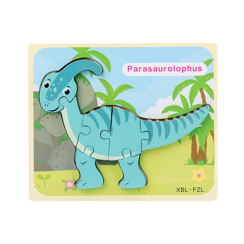 Kids Wooden interesting Puzzle Children's Desktop Assembled Dinosaur Puzzle Kids Three-Dimensional Training Toy: I