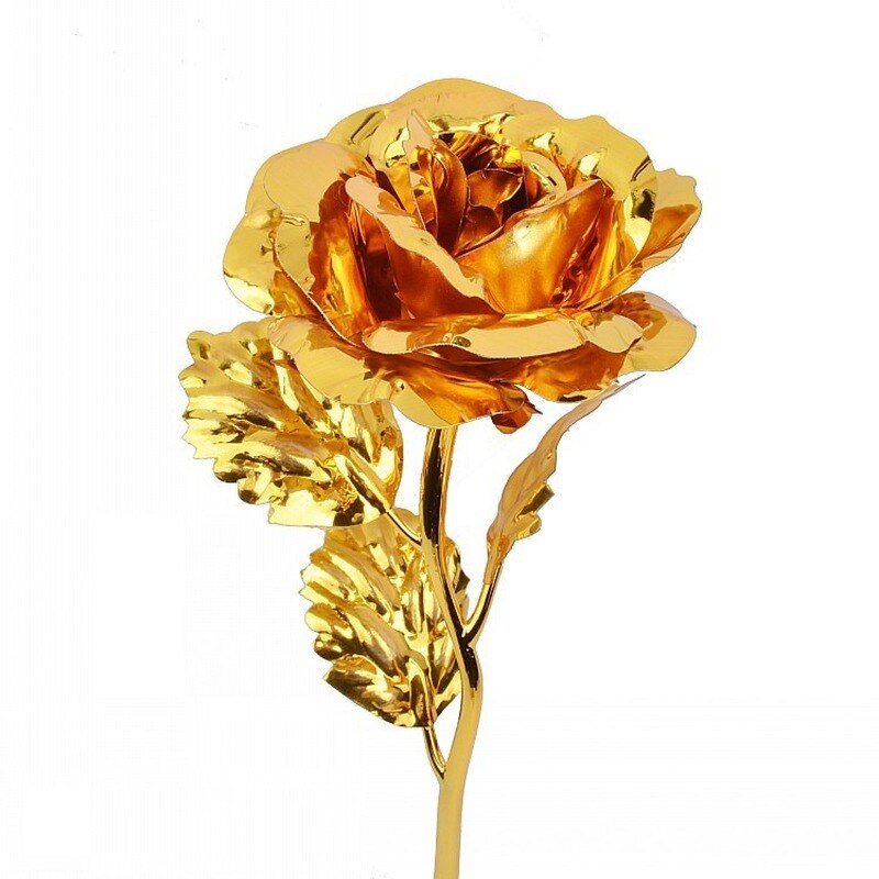 Złoto foliowane dekoracje ślubne z różami kwiat prezent na walentynki kochanka róża sztuczny kwiat Dropshipping