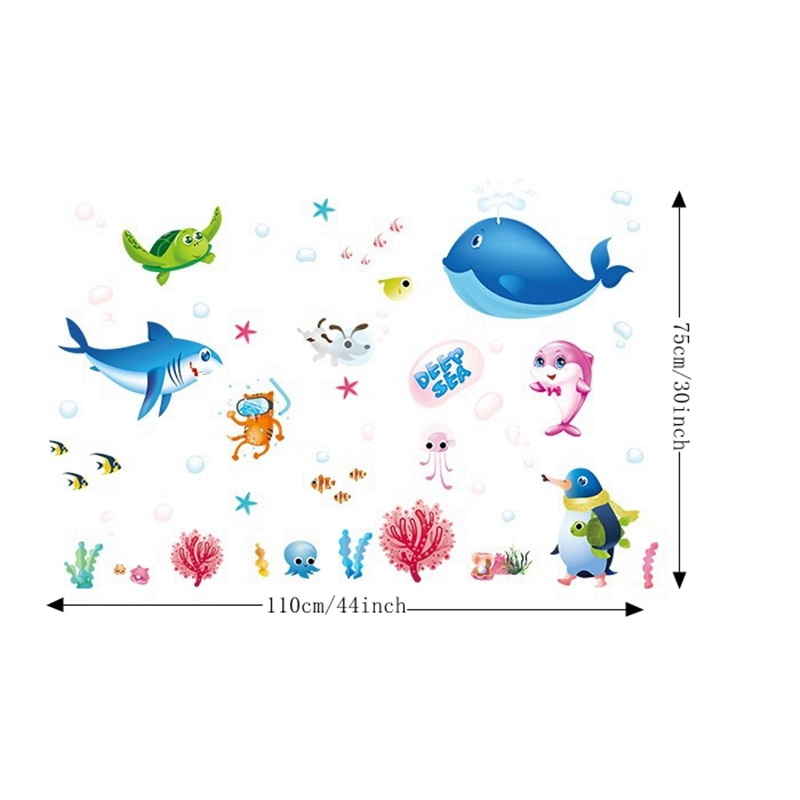 Pegatinas de pared para acuario, decoración para el hogar en el fondo marino para la habitación infantil, pegatina de vinilo para habitación infantil subacuática, decoración para el cuarto del bebé