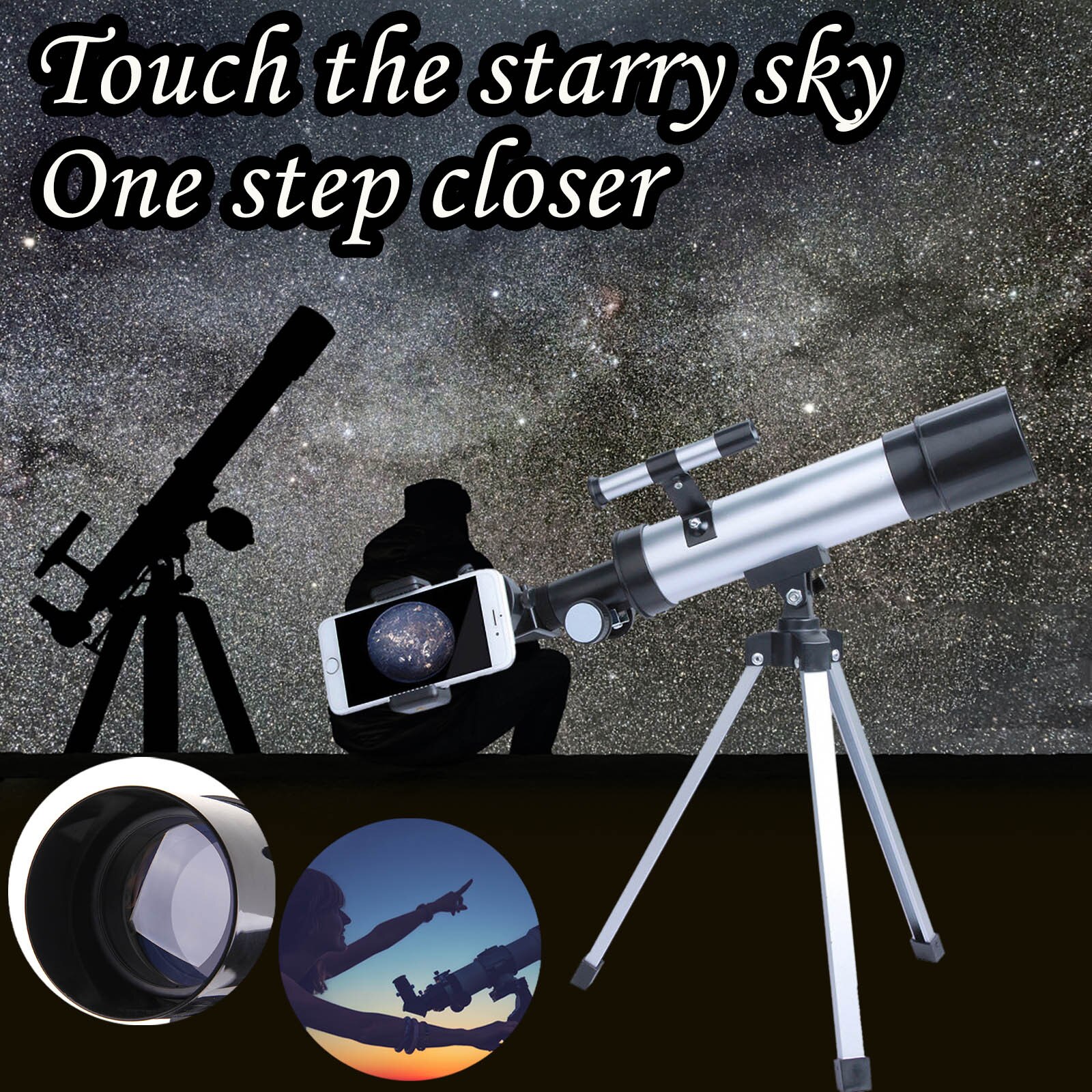360X50 Astronomische Telescoop Met Een Finder Spiegel Voor Sterrenwacht Professionele Astronomische Verrekijkers Telefoon Houder