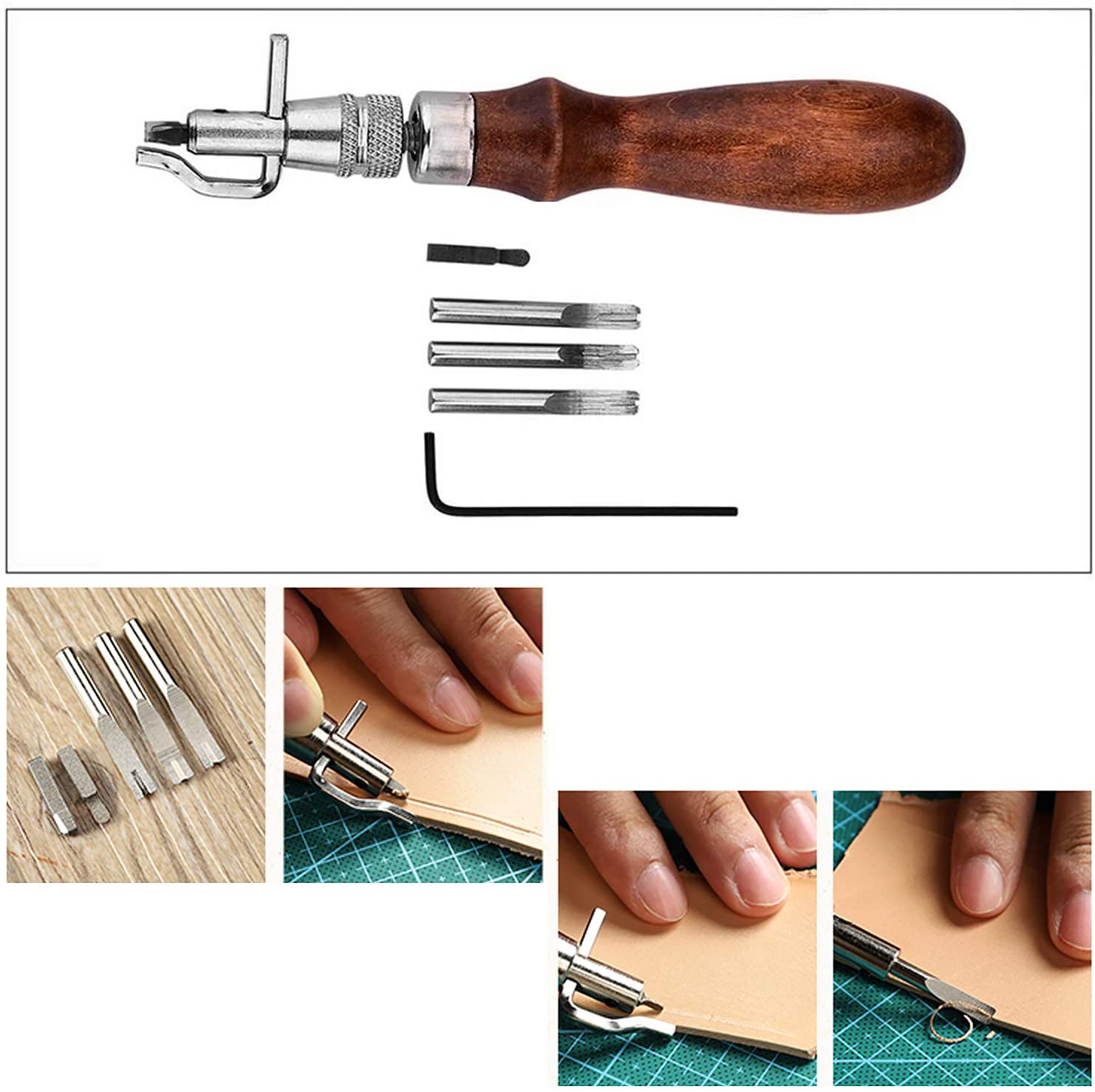 13pcs Leather Tools Set Hole Punching Seams Punch Tool Pen Leather Plane Groover Crease Round Leather Craft Adjustable Stitching