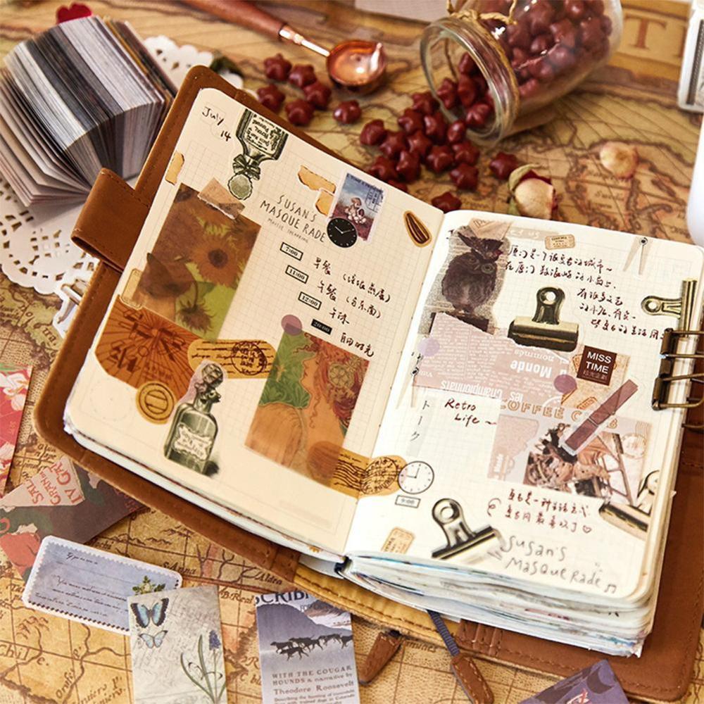 200 ark / pakke papir retro materiale kort brev papir base skrive materiale side journal diy stempel note papirvarer deco stic  n6 n 2