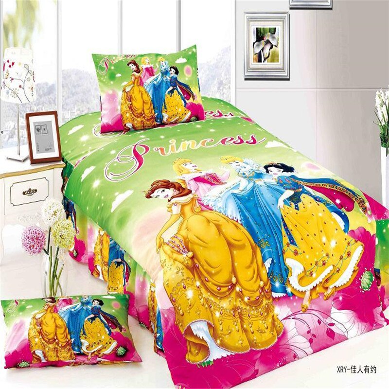 princess girls bedding set 3/4pcs children twin size bed linen set: xryjiarenyouyue / twin 4pcs