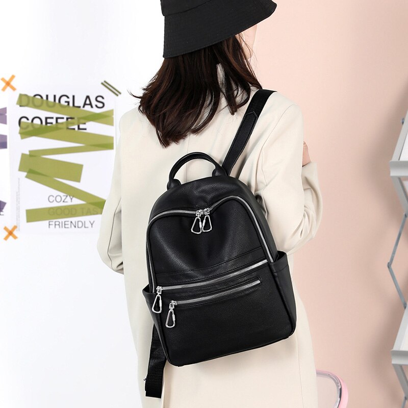 Dames PU Leren Rugzak - 20-35L Reistas Mochila - Zachte Handgreep, Ritsluiting
