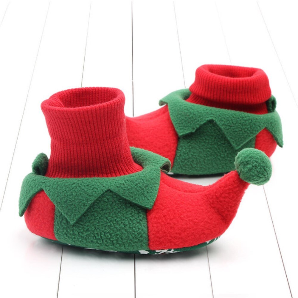 Focusnorm 0-18m barn baby pige dreng jul sko 3 stilarter patchwork farver santa dyr sød efterår vinter sko: C / 0-6 måneder