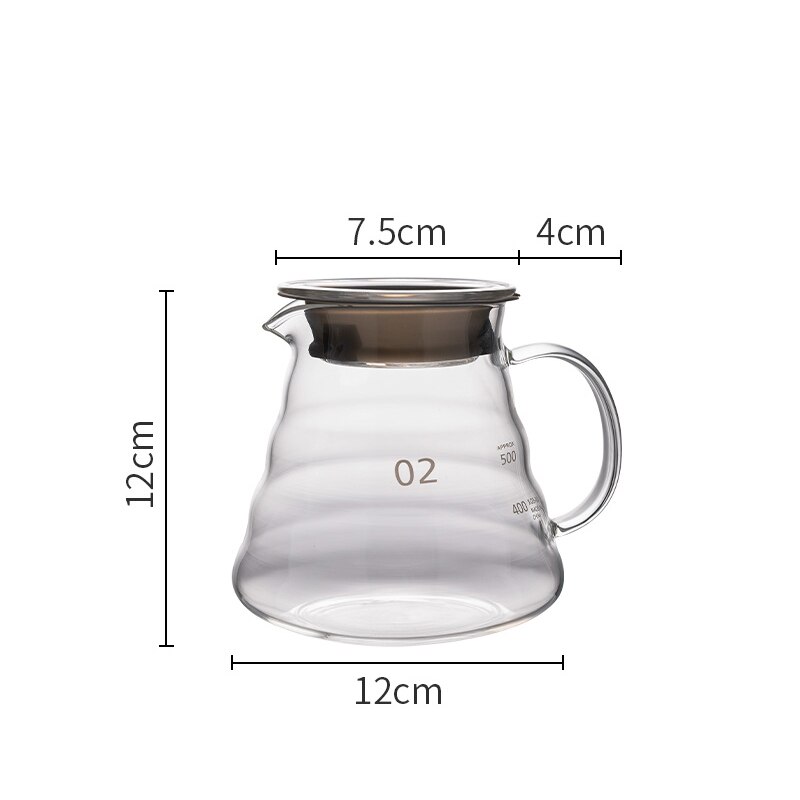 Household V60 Coffee Dripper Paper Set Coffee Filter Glass Coffee Pot V60 Gooseneck Glass carafe reusable filters: 500ML