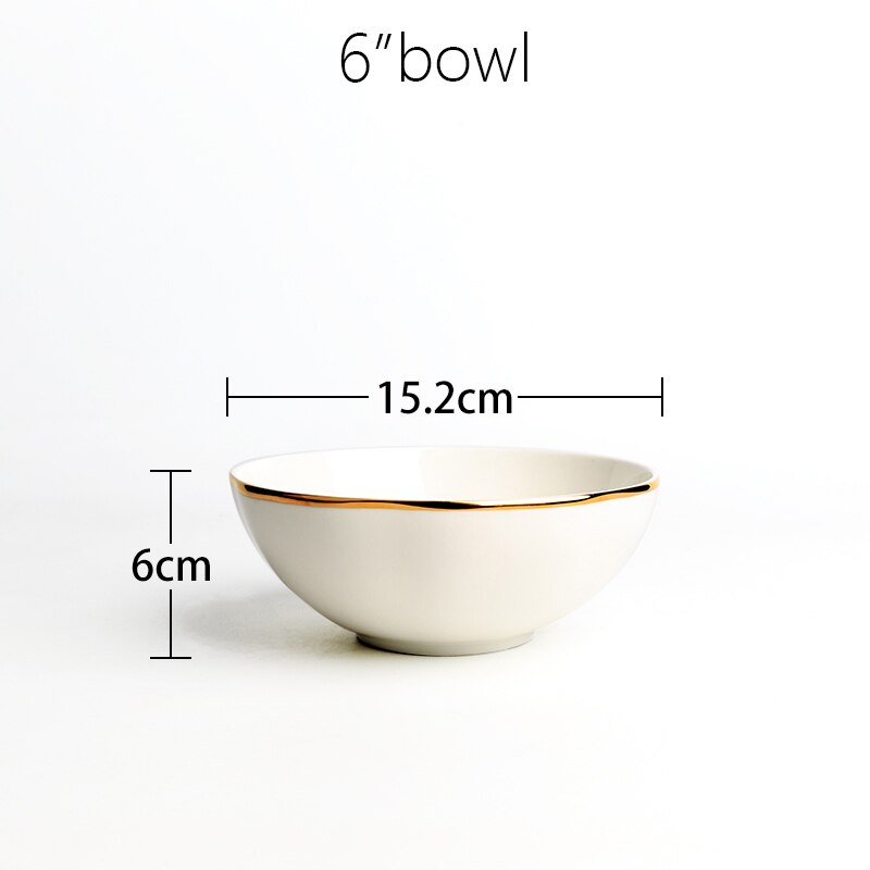 10 & 8 & 4 inch, real bone china dinner plate set, white porcelain plate, dishes for restaurant, white porcelain tray: 6 bowl