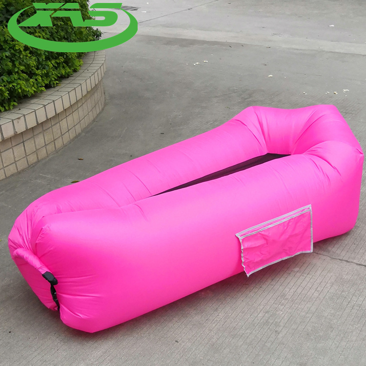 Sofá inflable al aire libre, sofá perezoso rápido, silla de aire de playa, colchón de aire inflable para acampada: Rosa