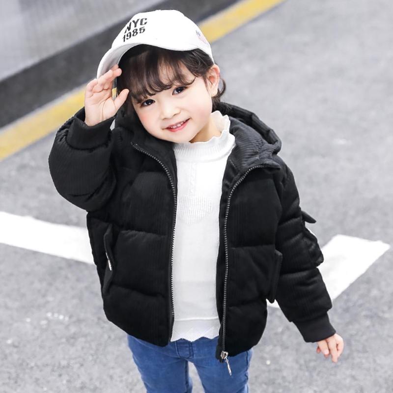 Winter Kinderen Warm Hooded Katoenen Jas Lange Mouw Glimlach Brieven Massaal Casual Down Bovenkleding Kinderkleding Kerstcadeaus