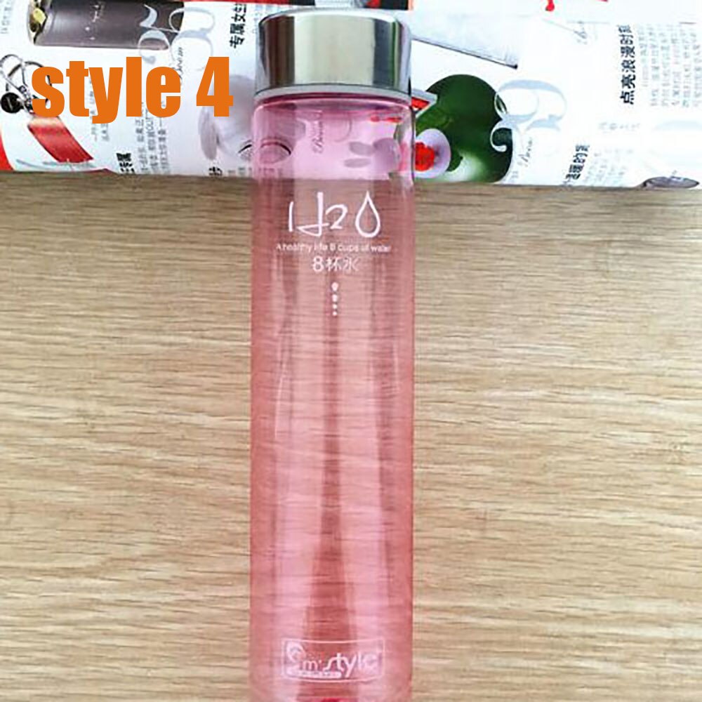 My 280ml lemon Sport H2o Gym For Water Bottles Portable Summer Outdoor Sports Unbreakable Transparent Plastic kids Water Bottle: pink red