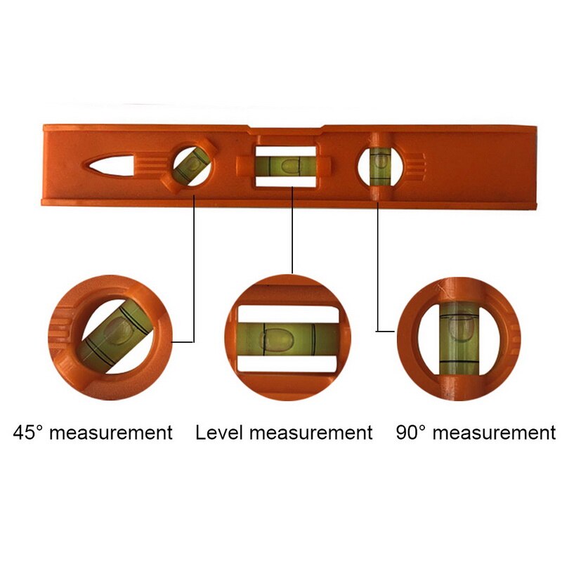 9'' Spirit Level High Precision Bubble Ruler Magnetic ABS Shell Vertical Horizontal 45 Degree Bubble Level Measuring Instrument