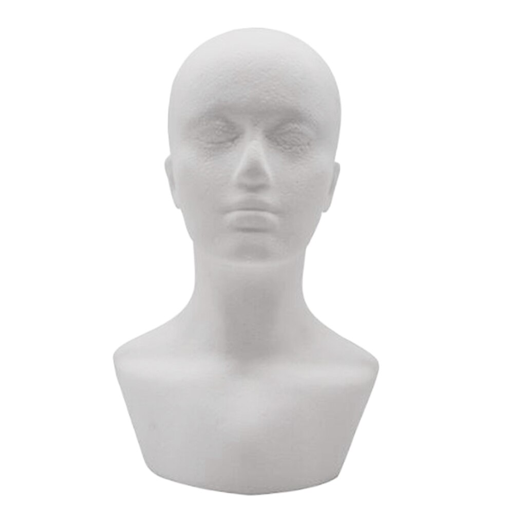 Lightweight Male Hair Hats Mannequin Stand Model For Cap Wig Glasses 21&#39;&#39; White