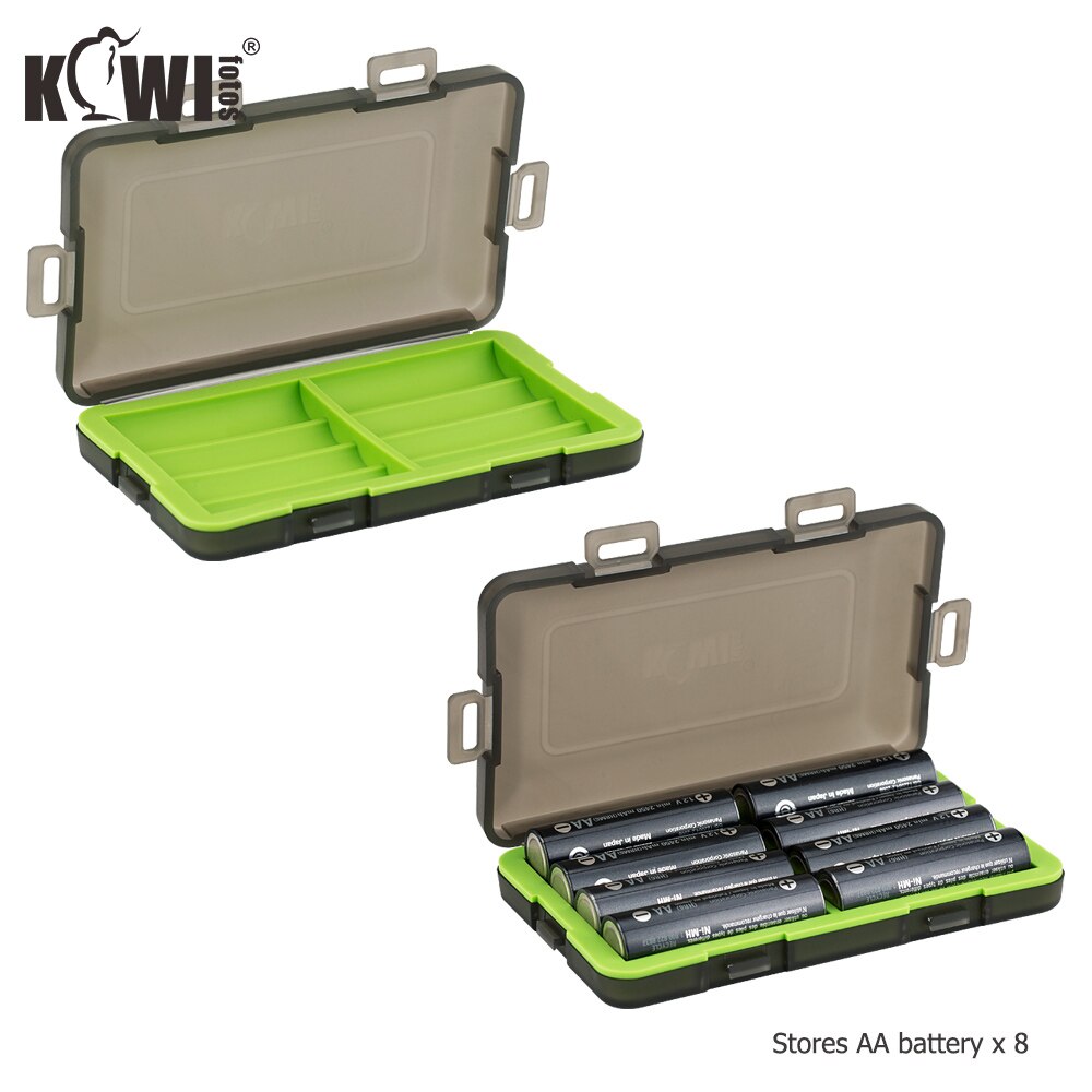 KIWI Silicone Waterproof Battery Storage Box Battery Holder Case For 8 AA or 14500 Batteries Container Organizer Box Case: KBC-8AA GREEN