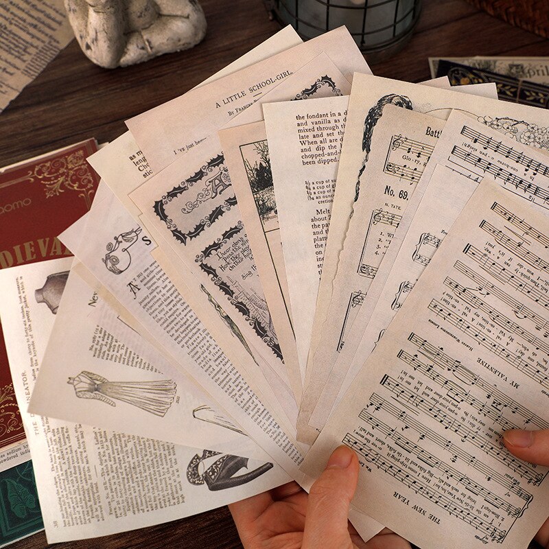 10 ark simulering bogsider materiale papir junk journal planner scrapbooking vintage dekorativt diy håndværk baggrundspapir