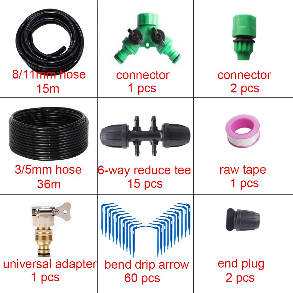 DIY automatic irrigation system for home gardens, agricultural planting, irrigation kits, micro drip irrigation, gardening tools: 15m 6way  drip arrow