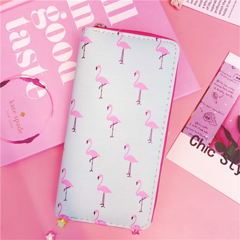 Flamingo Printing Long Wallet Lovely Cute Girls Clutch Card Solts Coin Purse Phone Case Female Carteira cartoon wallets: Style 2