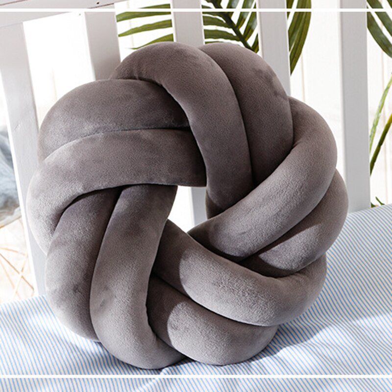 Almohada con nudos para decoración del hogar, cojín trasero hecho a mano de 30CM, suave, de felpa, para sofá y cama