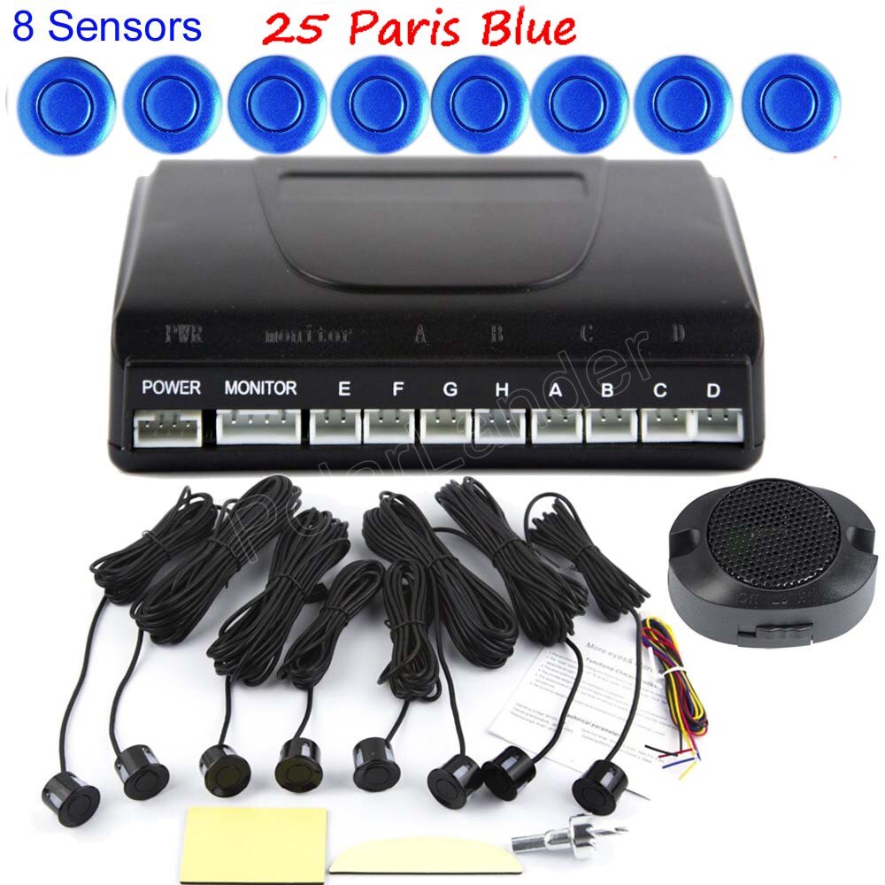 Parking Assistance Backup Reverse car auto Parking Sensor 8 sensors buzzer 44 Colors to choose: 25 paris blue