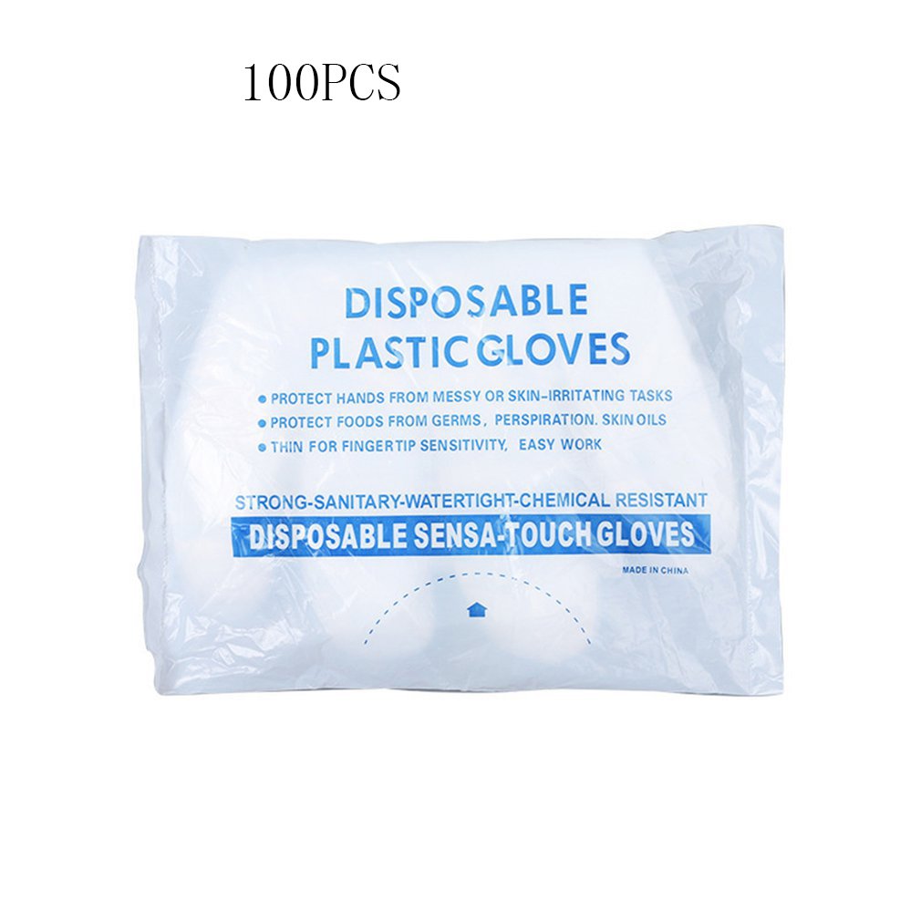 Wegwerphandschoenen van transparant plastic, werkhandschoenen van polyethyleen, handschoenen voor voedselbereiding, poeder- en latexvrije handschoenen, 100 stuks