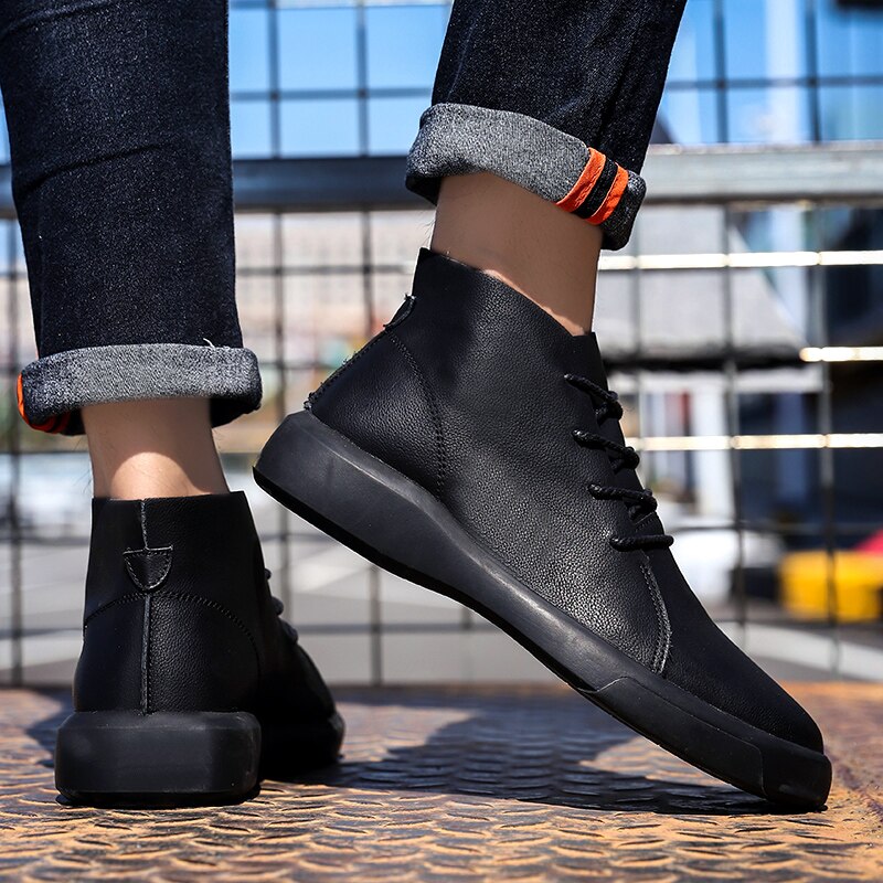 Männer Stiefel Männer Weiche Leder Stiefeletten Britischen Stil herren Stiefel Große Größe 47 Winter Warme Stiefel