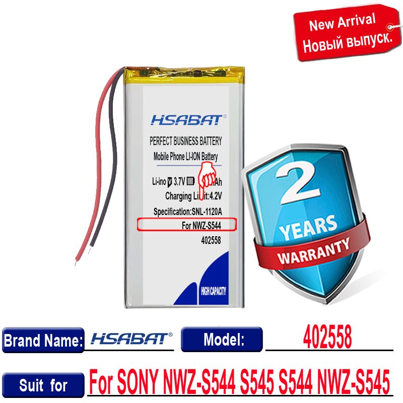 HSABAT NWZ-S544 S545 S544 NWZ-S545 800mAh Battery for SONY NWZ-S544 S545 S544 NWZ-S545 Batteries