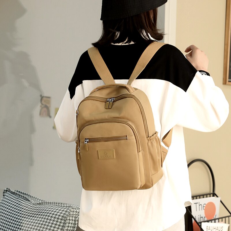 Mochila moderna de nailon para mujer, bolso de hombro para chica, mochila escolar