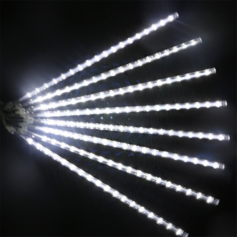 LED Meteor Shower Rain Light Waterproof Snow Falling Raindrop Icicle Fairy Light 50cm 8 Tubes Wedding Xmas Garland String Light: White / 30CM 8PCS Tube / 110V US Plug