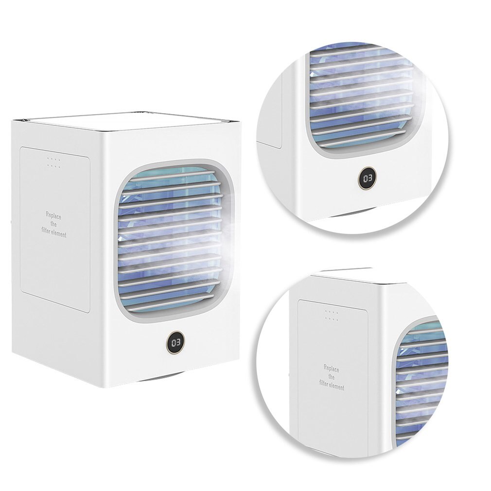 Hoofd Schudden Watergekoelde Airconditioning Ventilator Geïntegreerde Luchtbevochtiger Thuis Slaapkamer Mini Grote Capaciteit Usb Verstuiver