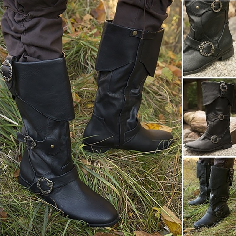 Medieval Cossack Norman Leather Boots Reenactment Reconstruction Prop Varyag Tudor Persian Roleplay Shoes theater Footwear Adult