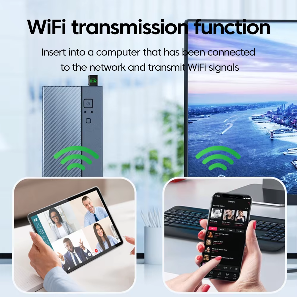 900Mbps WiFi USB Adapter 2 in 1 Bluetooth 5.4 Wifi 6 Network Card 2.4G/5Ghz WiFi Lan Receiver For PC/Laptop Win10/11 Driver Free