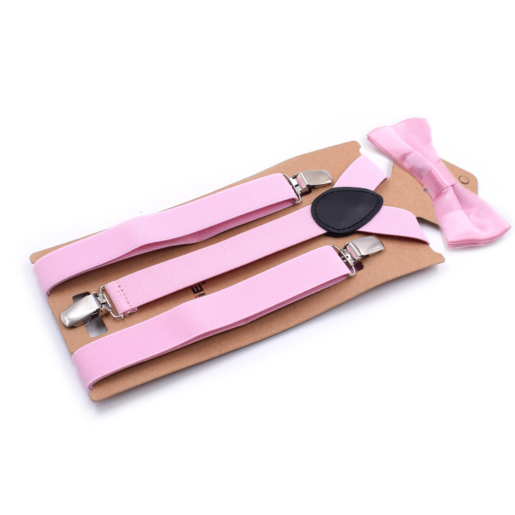 2,5x110 cm Soild Bunte Hosenträger Bowtie einstellen Schön Polyester charmant Y-zurück Hosenträger Erwachsene Schmetterling Gürtel Bogen krawatte Einstellbare: Rosa