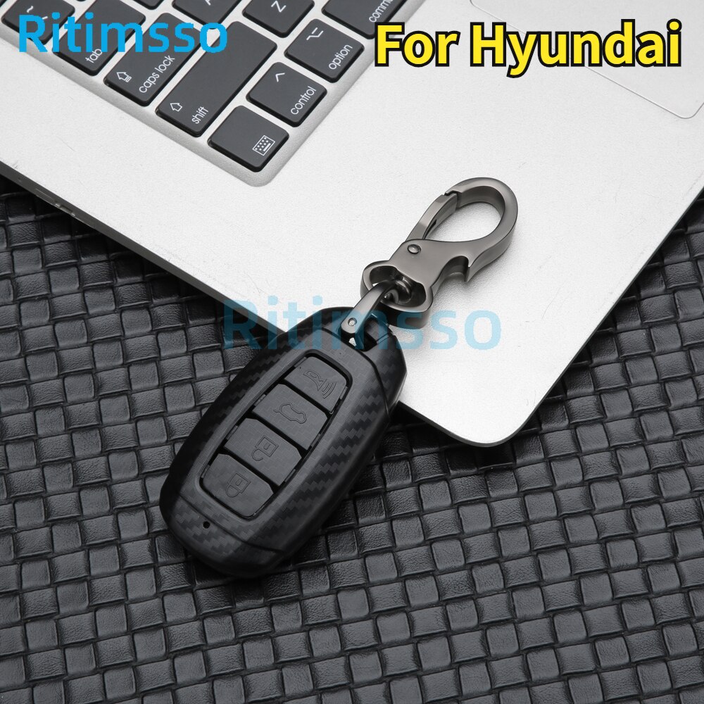 Kolfiber abs bilnyckelfodral nyckelskydd till hyundai  i30 ix35 kona encino solaris azera grandeur ig accent santa fe palisade