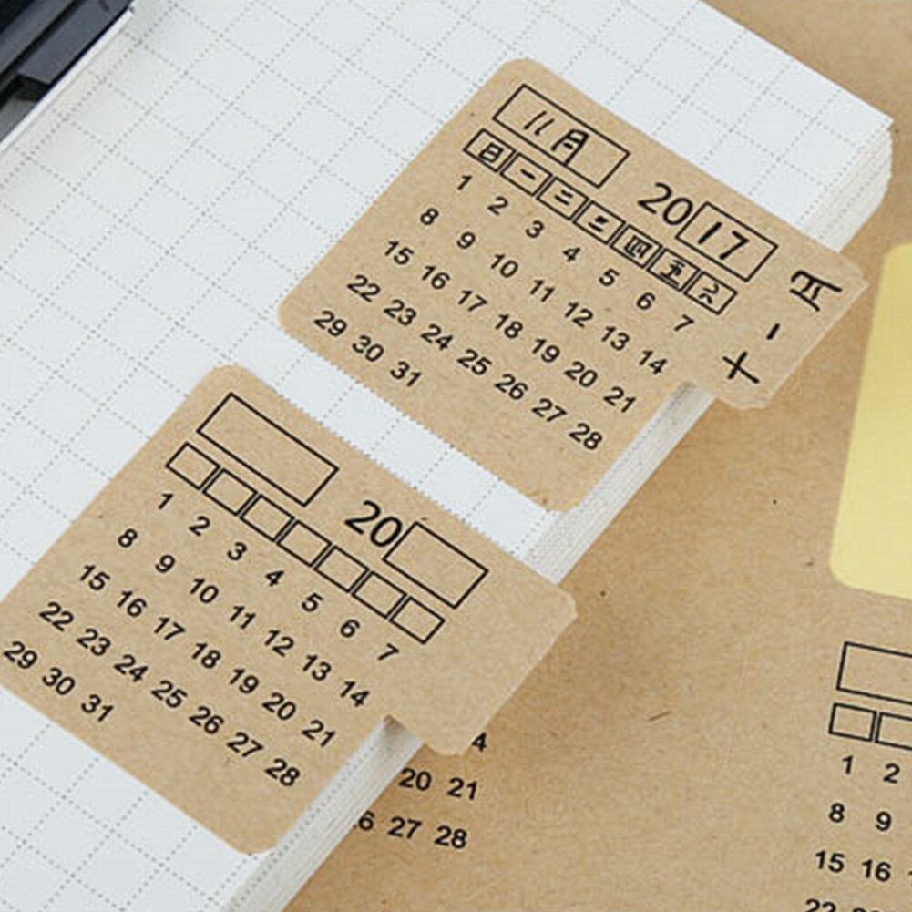 4 Sheets Calender Handwritten Index Paper Organizer Stickers Notebook Label Stationery
