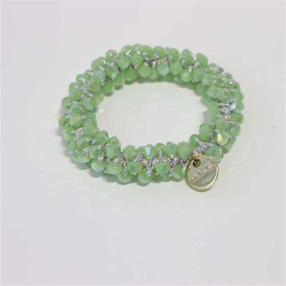 Anneaux de cheveux en perles de cristal pour femmes, attaches de perles, supports de queue de cheval, accessoires pour cheveux, bande élastique pour cheveux, chouchous pour filles, bracelet: Gelée verte