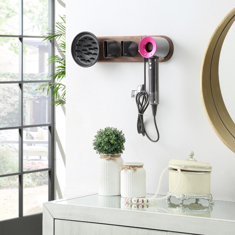 Wall Mount Hair Dryer Holder for Dyson Supersonic Hair Dryer Walnut Beech Wood Hair Dryer Bracket Bathroom Accessories Rack: Dyson 2