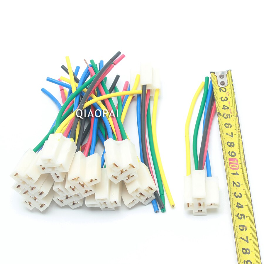 10pcs Universal 5 Pin Relay Socket Copper Wire Refit Auto Light GPS Horn Fan Socket for Car Motorcycle Boat Train Harness Relay