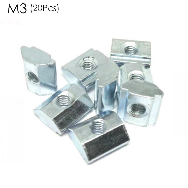 20 st 50 st/lot t glidande hammarmutterblock fyrkantsmuttrar  m5 mutter aluminiumprofilslits zinkbelagd platta aluminiumtillbehör: G307320