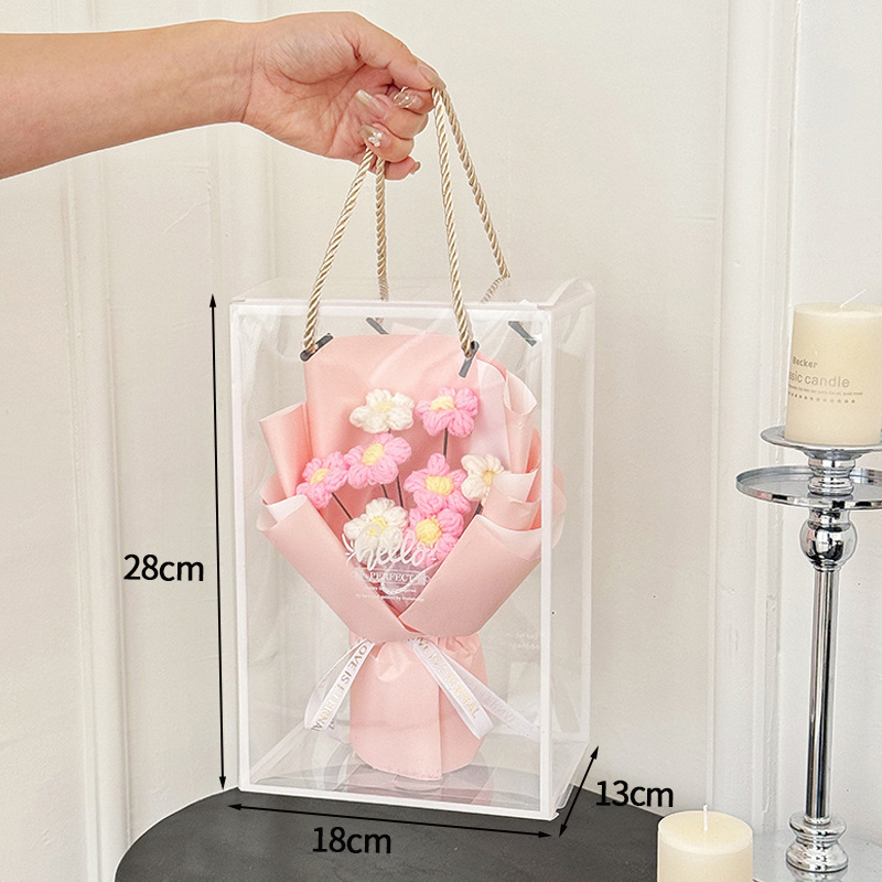 Ramo de margaritas de flores tejidas de ganchillo, del Día de la madre, flores artificiales, decoración del banquete de boda, decoración de ramo tejido DIY: Chocolate