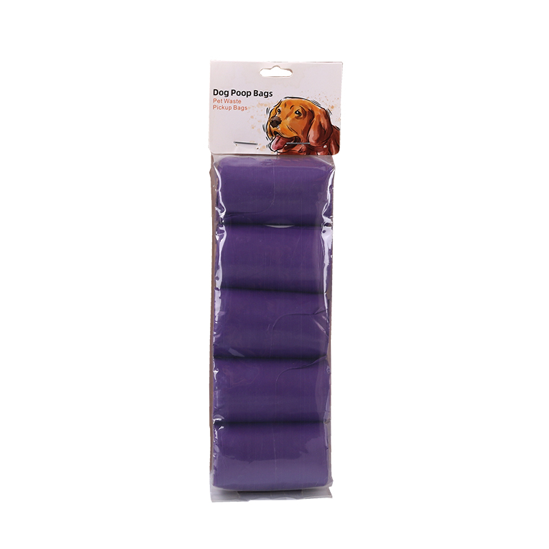 Roll of 15 Pcs Purple Dog Poop Bag With Handle Scented Poo Bag Degradable Cat Waste Bags: 5 rolls