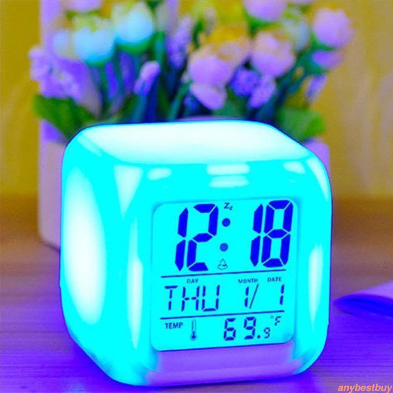 7 Color LED Change Digital Glowing Alarm Clock Night Light for Bedroom Child digital alarm clock electronic gadgets
