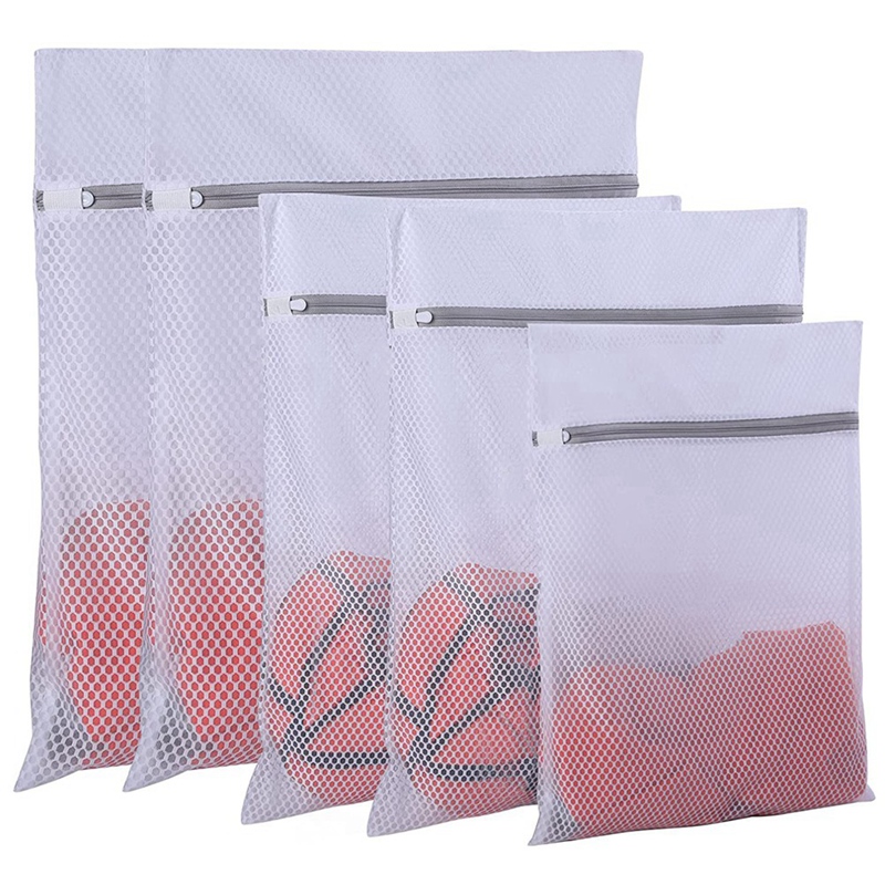 Sac à linge en maille robuste, 5 pièces, filet en tissu, sac de lavage Durable et réutilisable, sac de rangement de voyage: Default Title