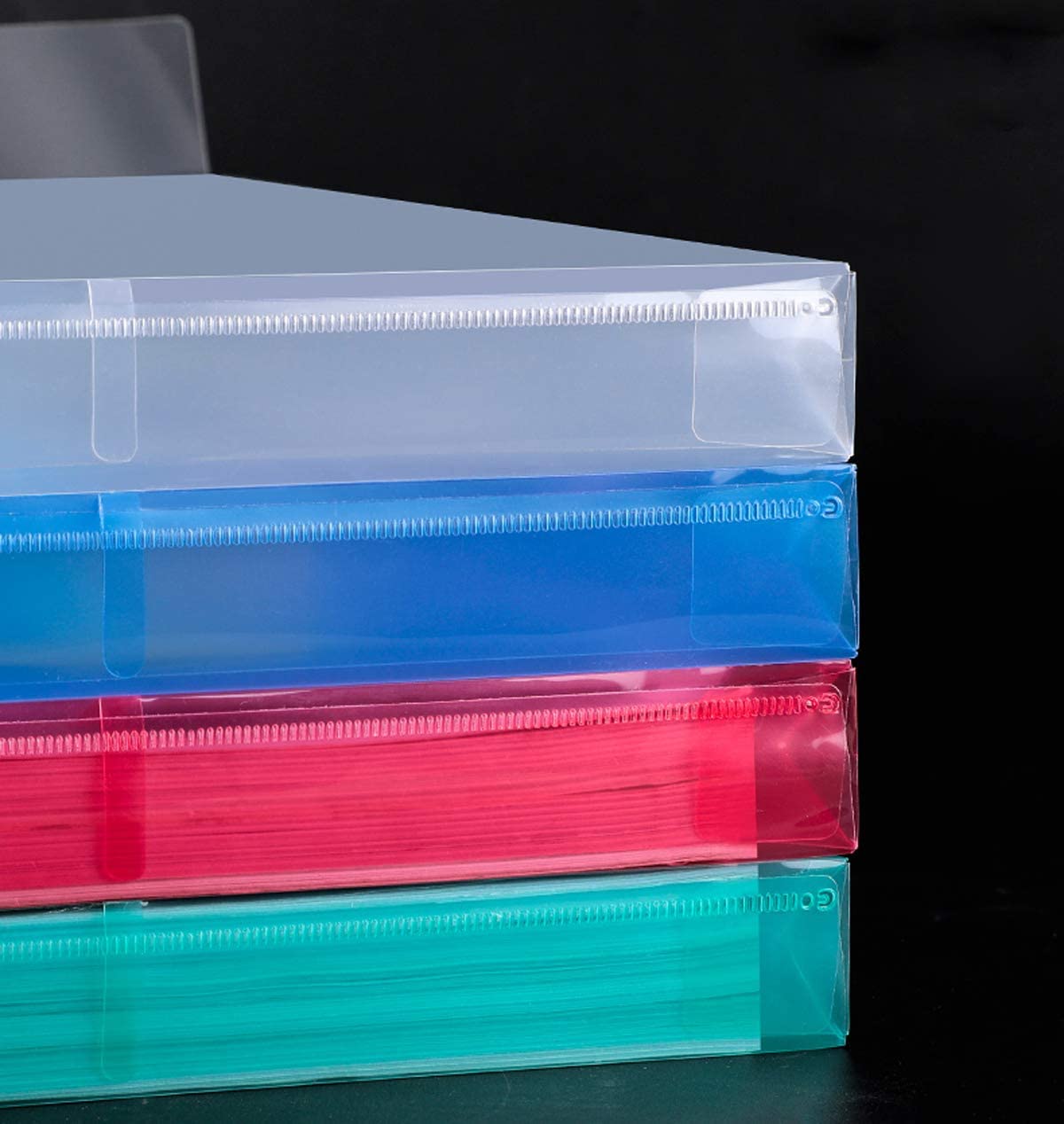 5pcs A4 Poly Envelope with String Closure Clear Reusable File Folders Project Paper Documents for Office School Home Organzation