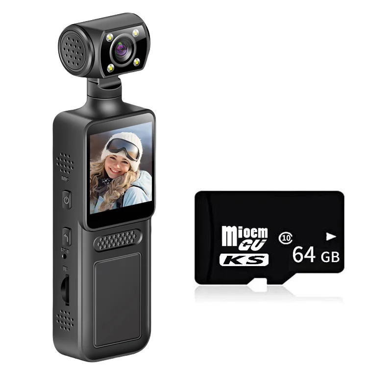 Xiaomi mini camera 4k hd action 180 draaibare vlog wifi sport draagbare camera infrarood nachtzicht sport dv fietser: Zwart